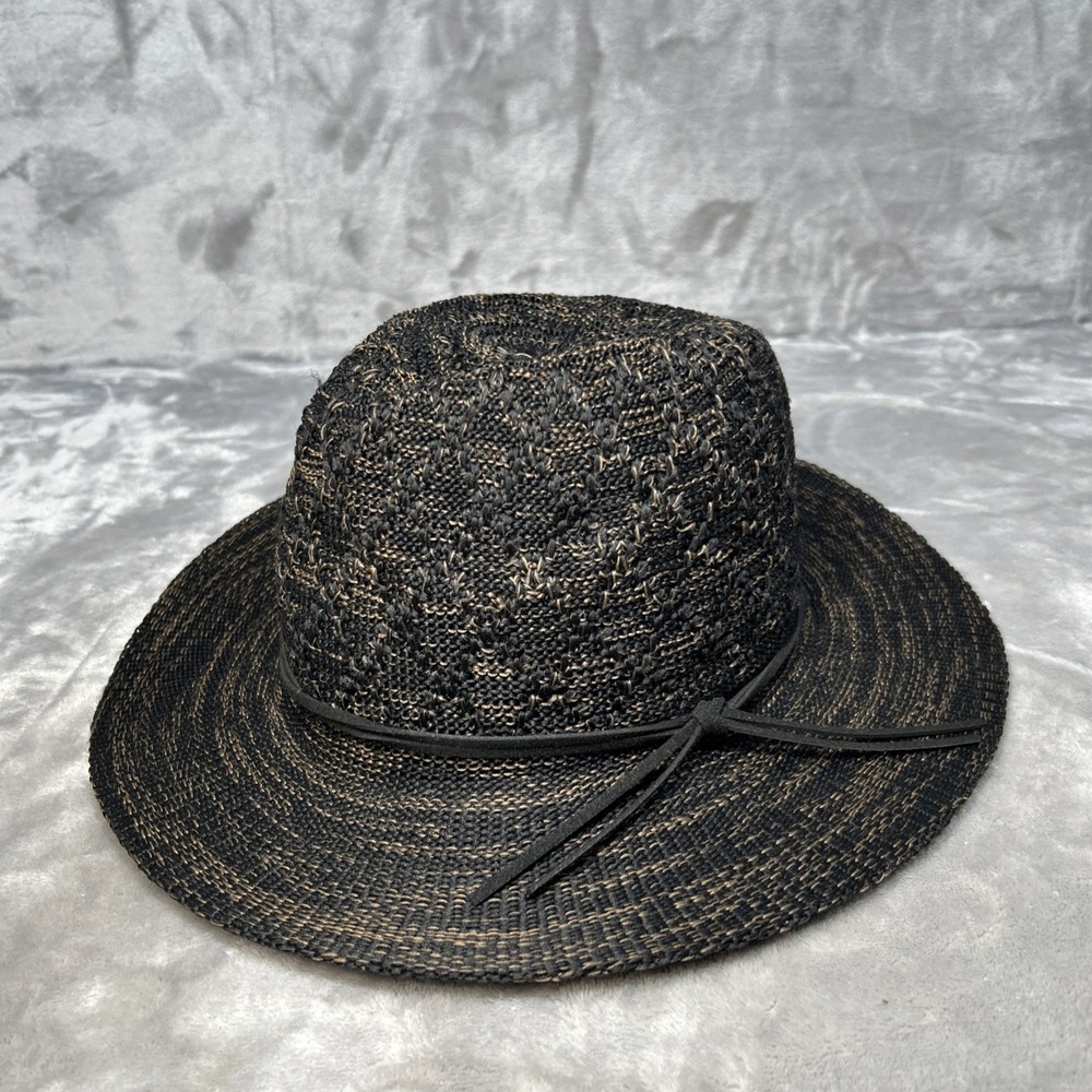 Free People Felt Fedora Hat Straw Brown & Black One Size Woven